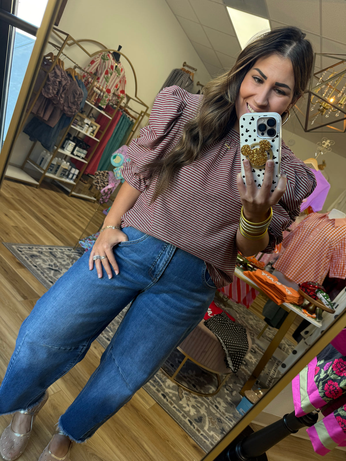 Multi-Color Striped Ruffle Top