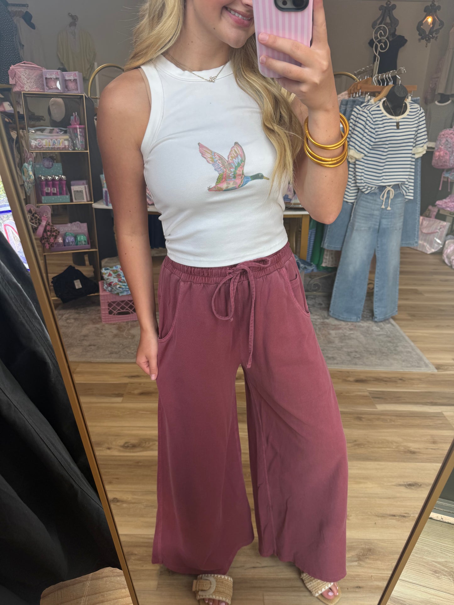 Maroon Wide-leg Sweatpant