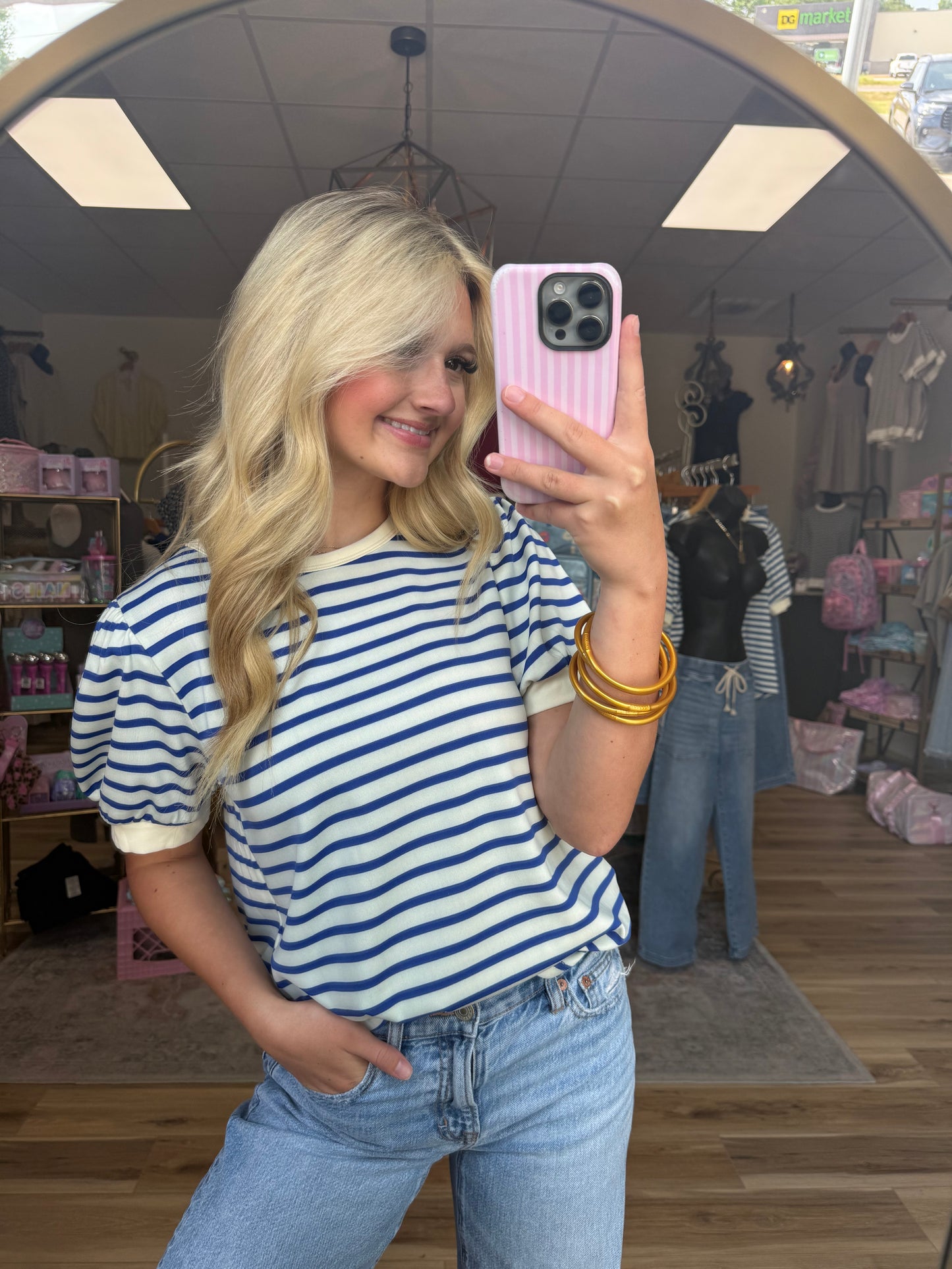 Blue/Cream Striped Top