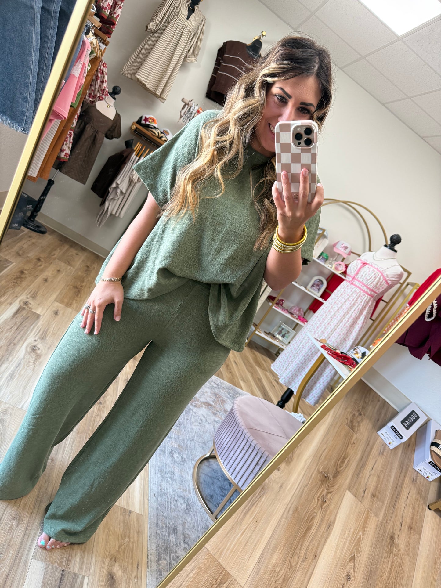 Olive Short Sleeve Pant Set