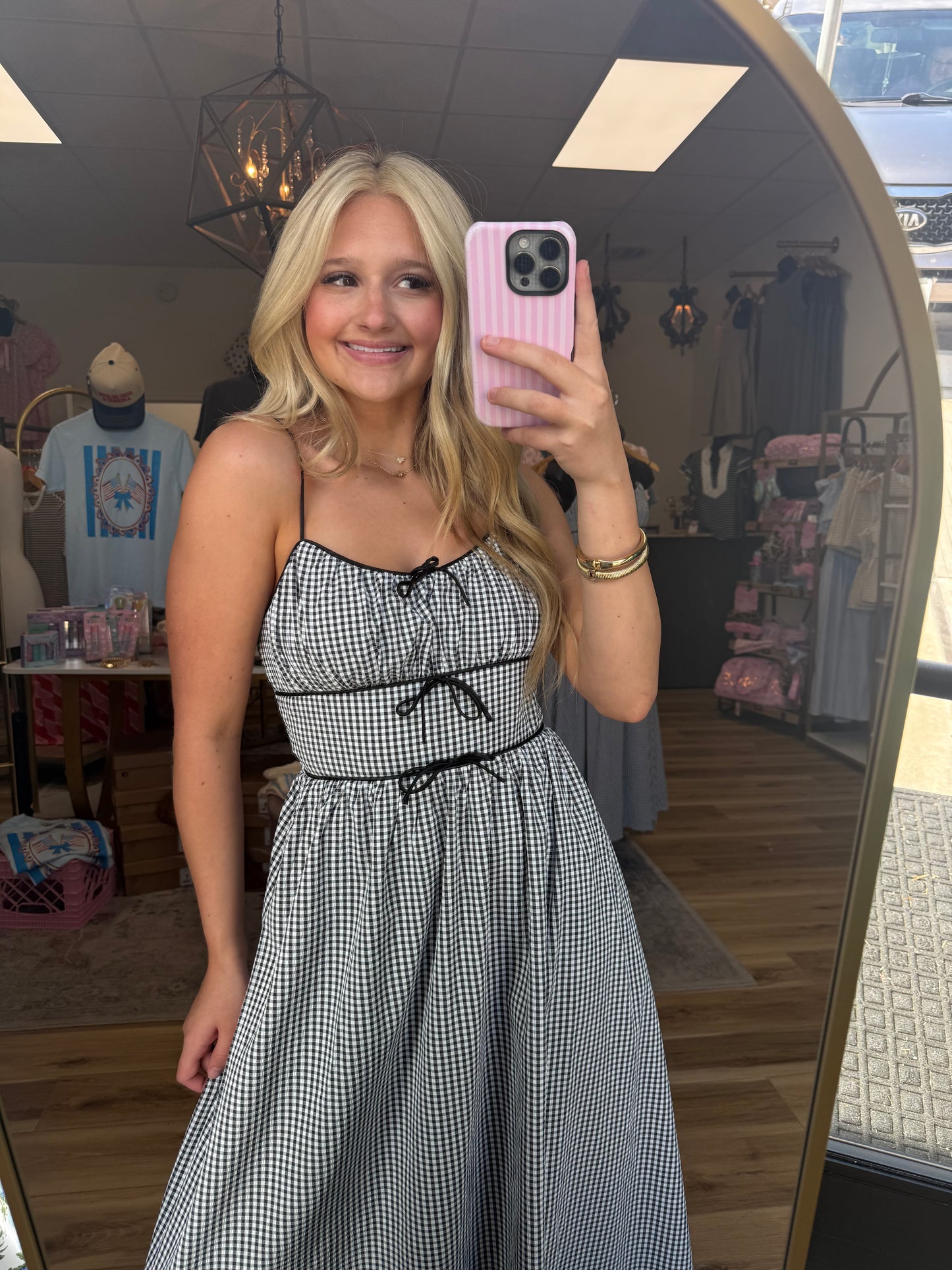 Black/White Striped Bow Maxi