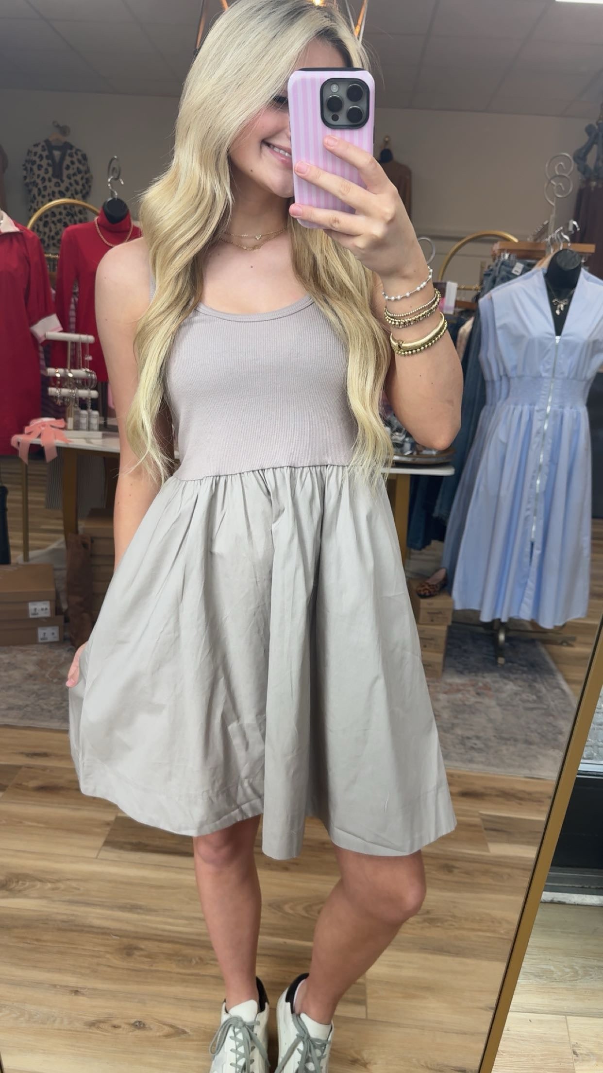 Spring beige midi dress