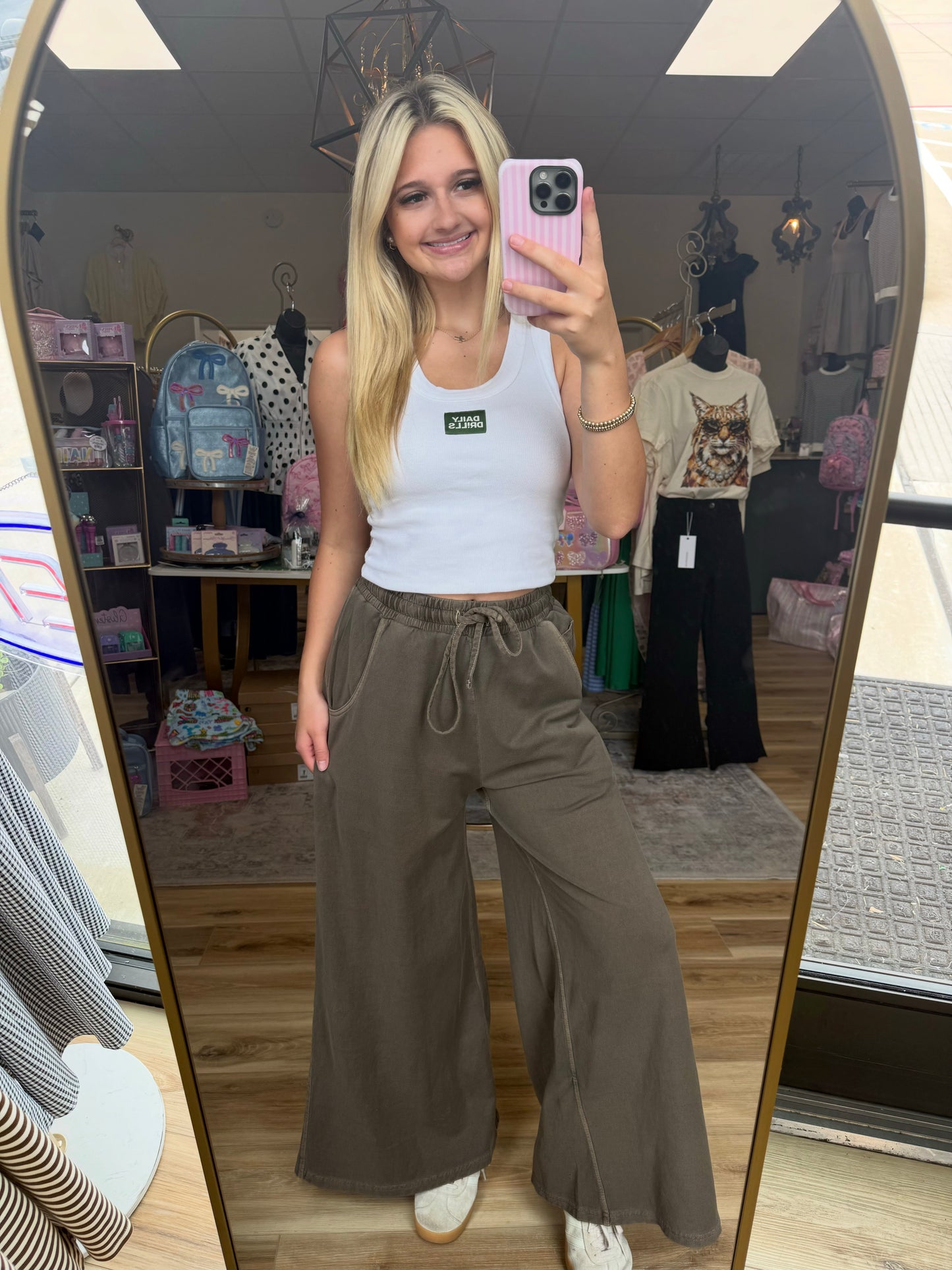 Brown Wide-leg Sweatpants