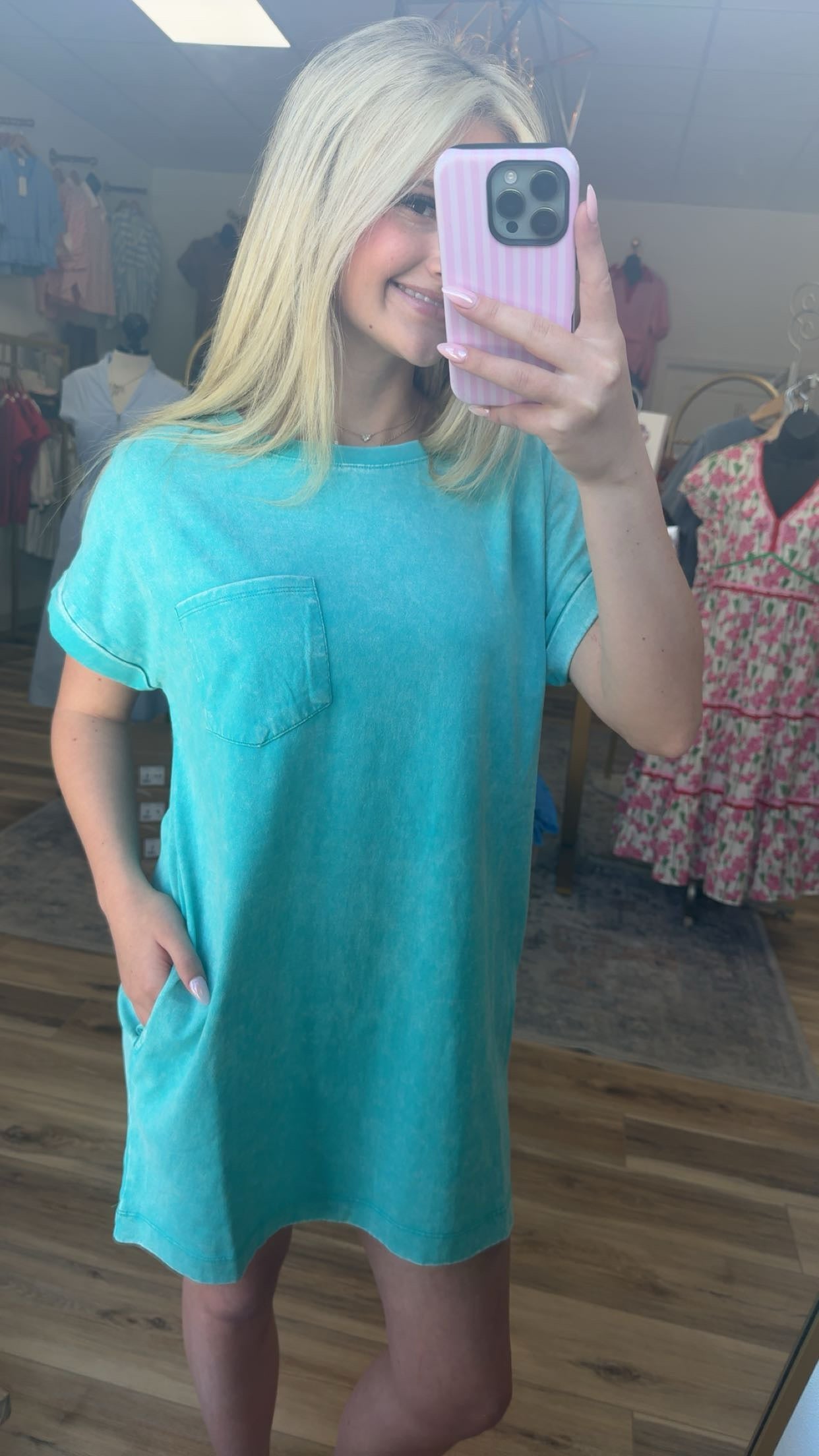 Teal t-shirt dress