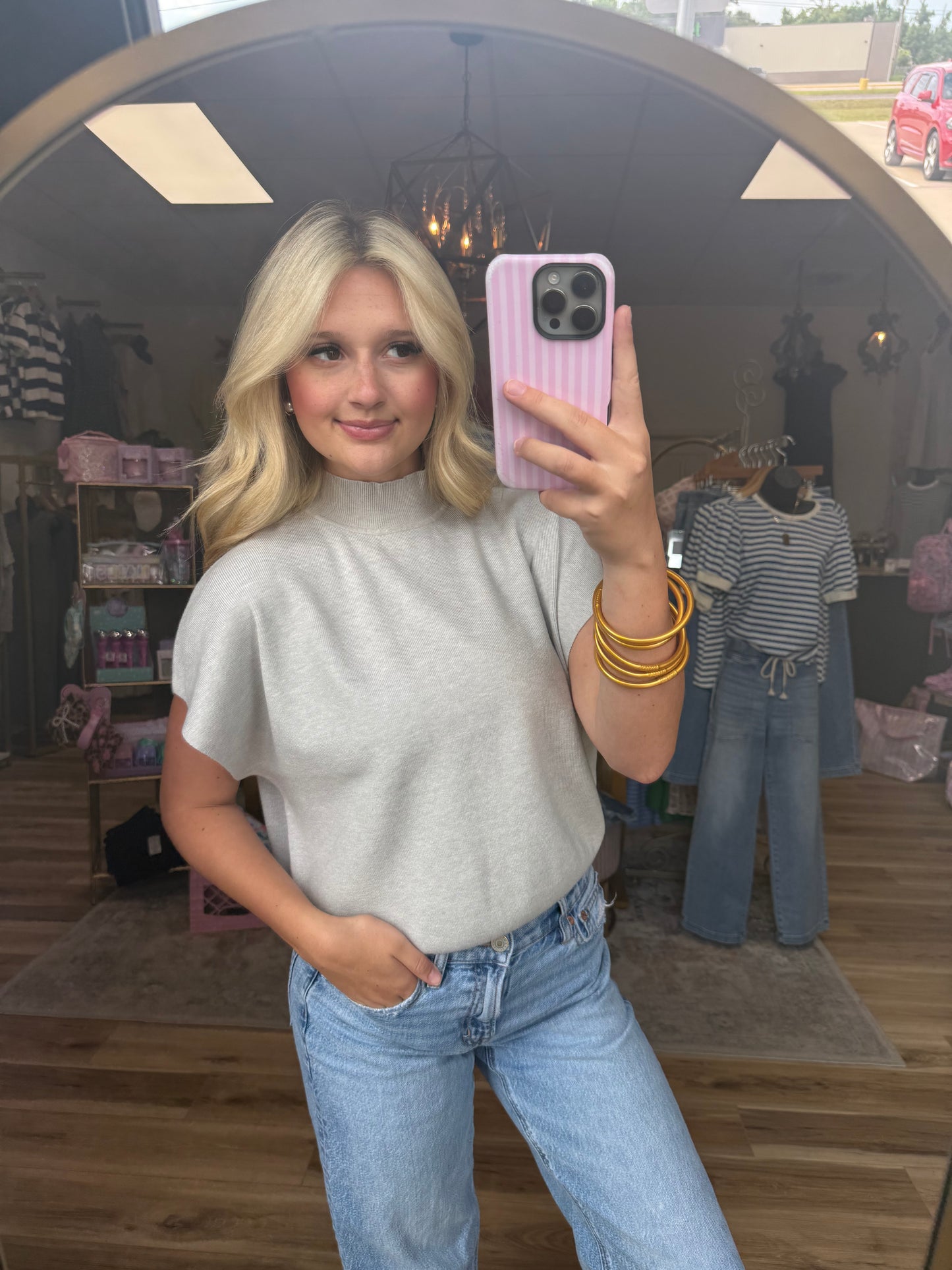 The Heather Gray Mock Neck Shirt