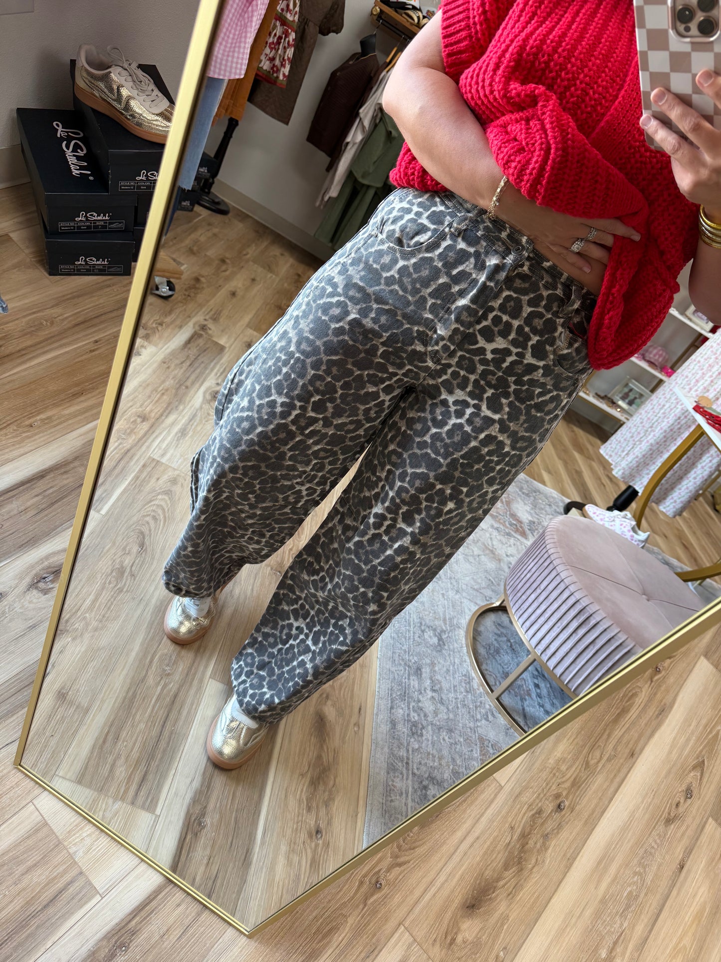 Leopard Barrel Jean