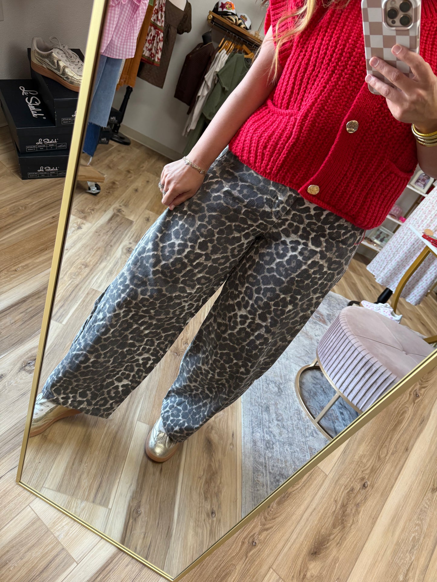 Leopard Barrel Jean
