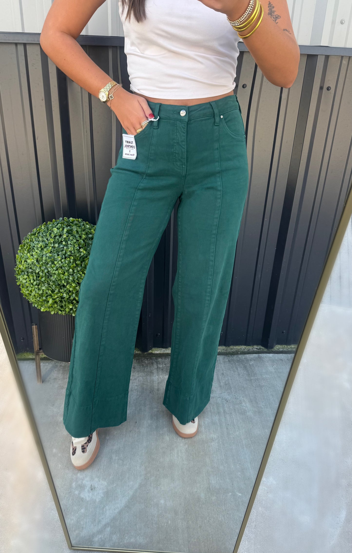 Forest Green Tummy Control Jeans