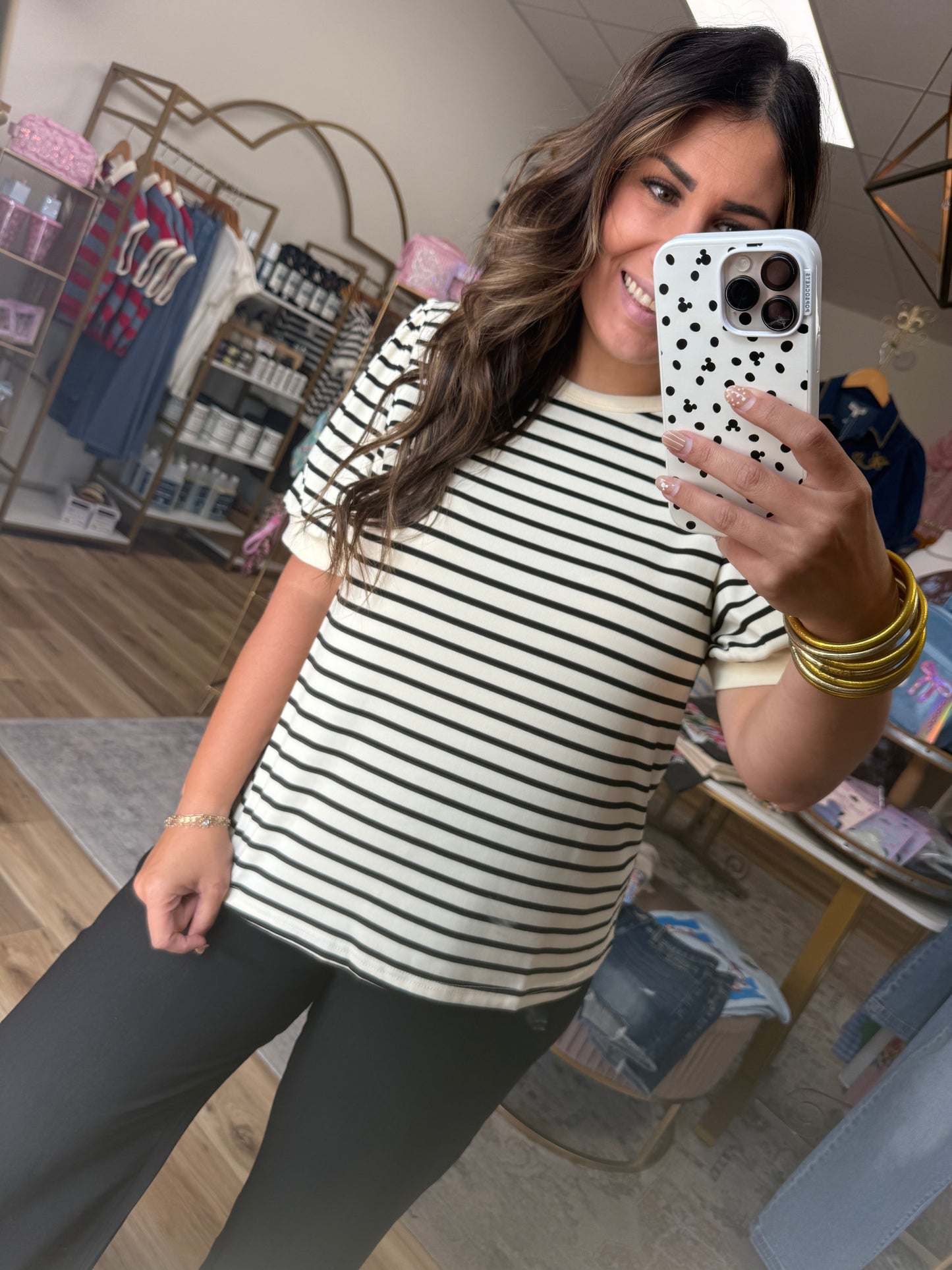 Cream/Black Stripe Top