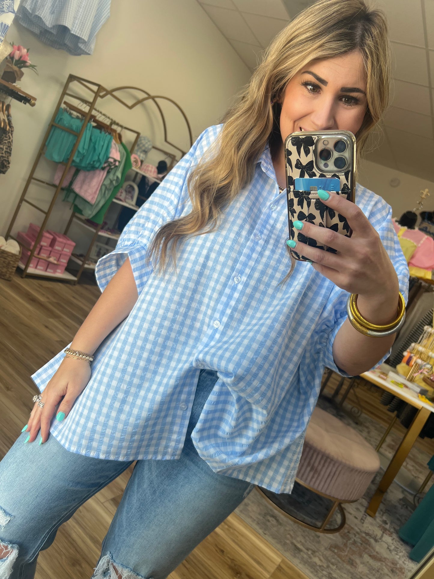 Baby Blues Plaid Top