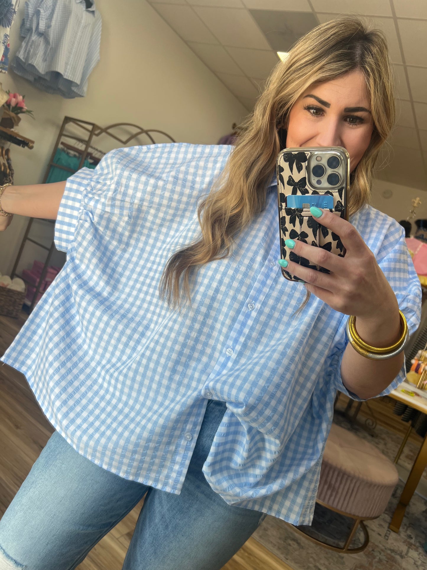 Baby Blues Plaid Top