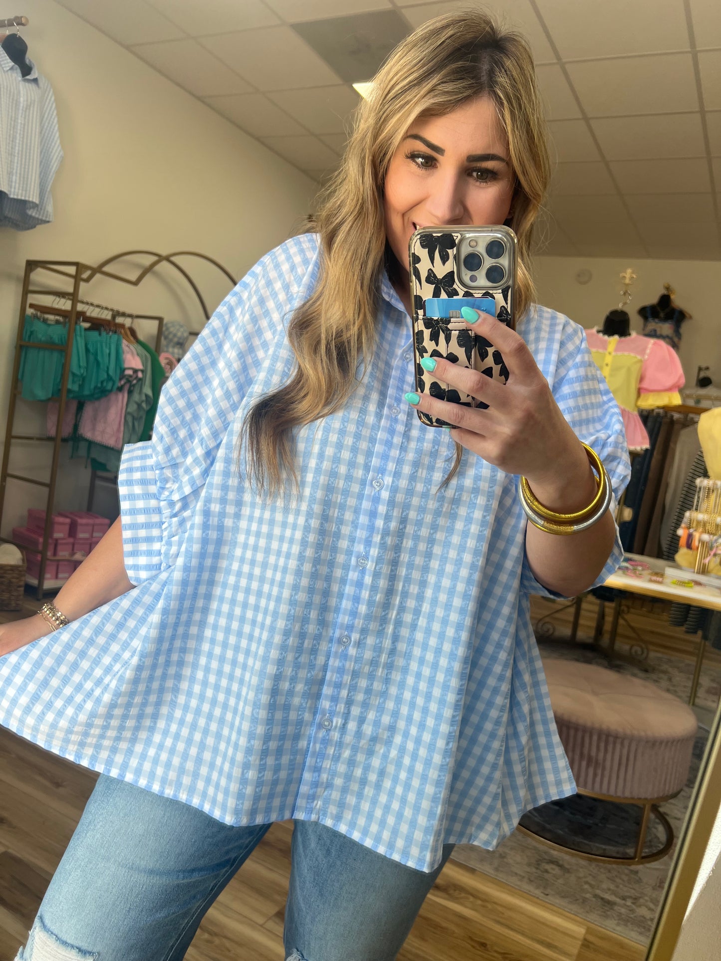 Baby Blues Plaid Top