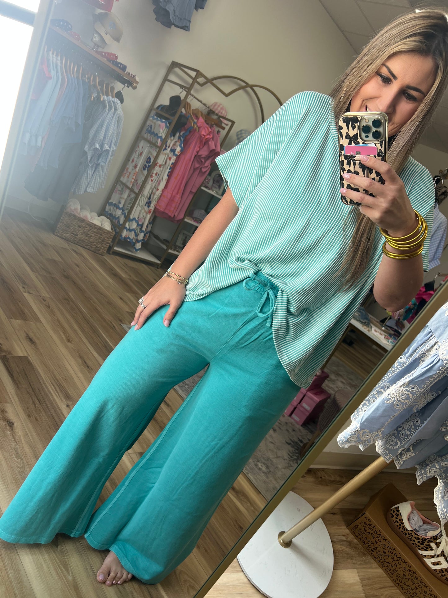 Turquoise French Terry Pant