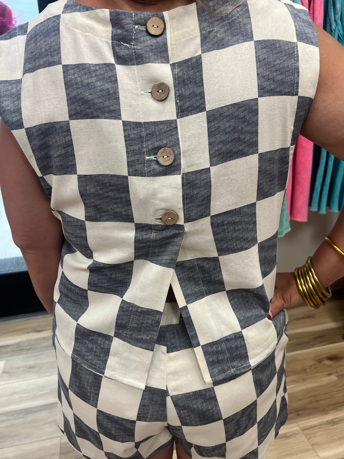 Checkered Grey Short Set