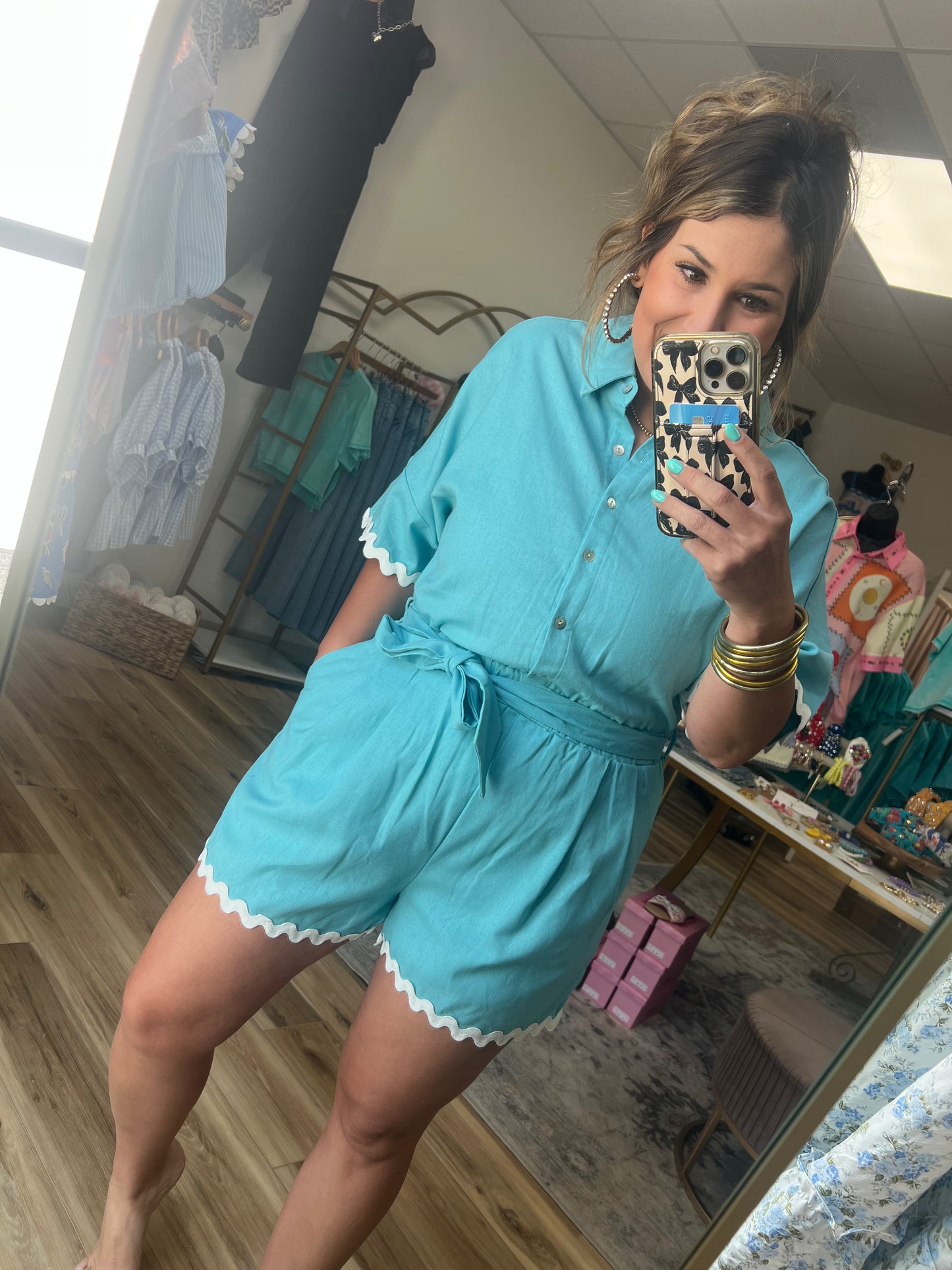 Ocean Blue Ric Rac Romper