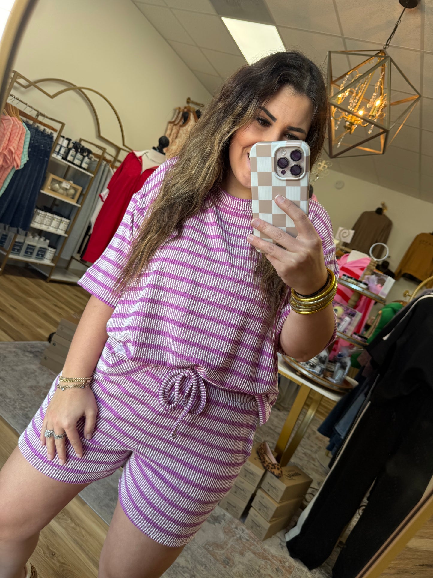 Purple/White Stripe Ribbed Set