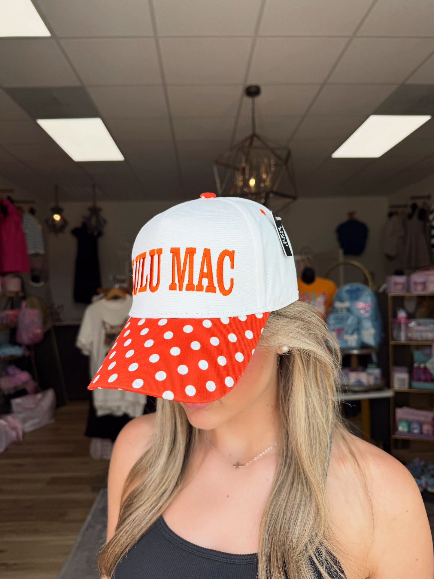 Orange/White Polka Dot Hat