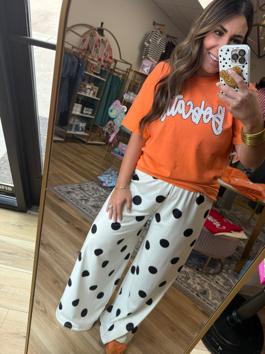 Black/Cream Polka Dot Wide-Leg Pants