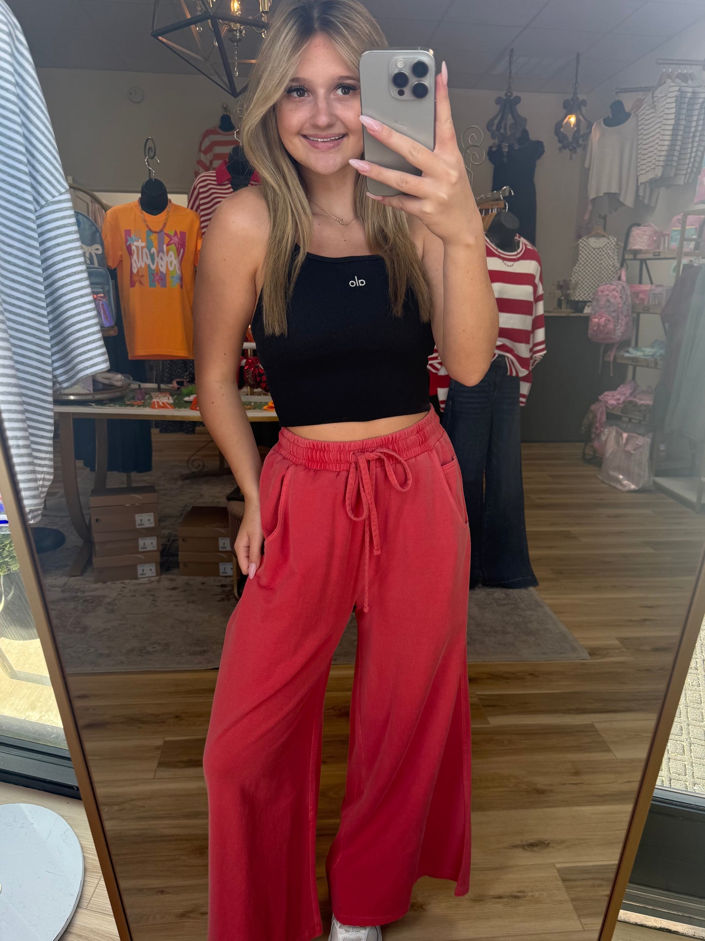 Red Wide-leg Sweatpants