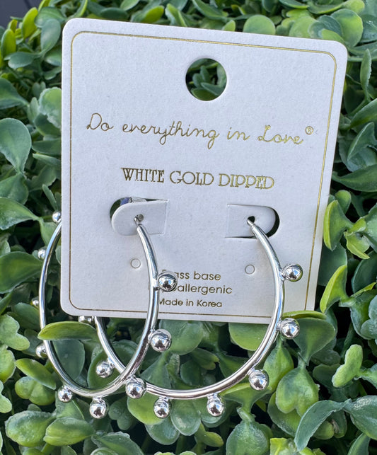 Silver beaded hoops
