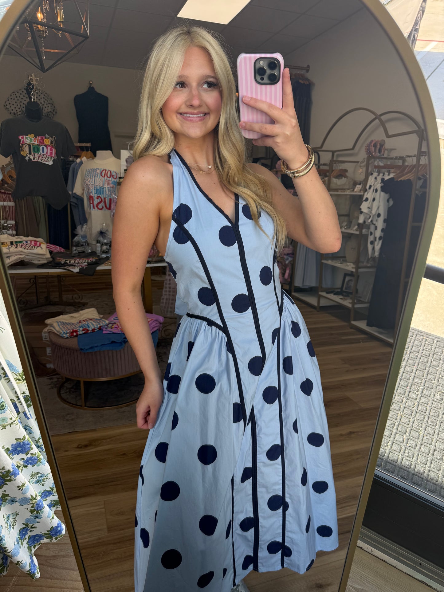 Two-toned Blue Polka Dot Maxi
