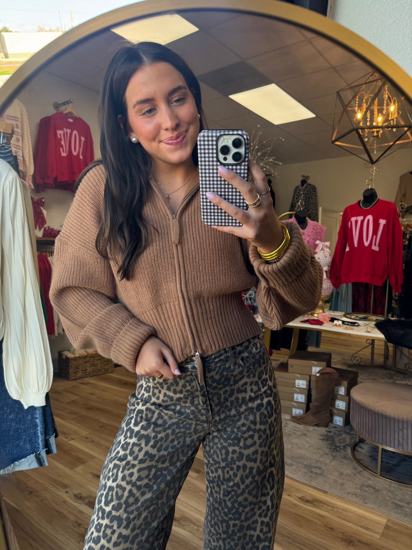 Two Way Zipper Sweater (brown)