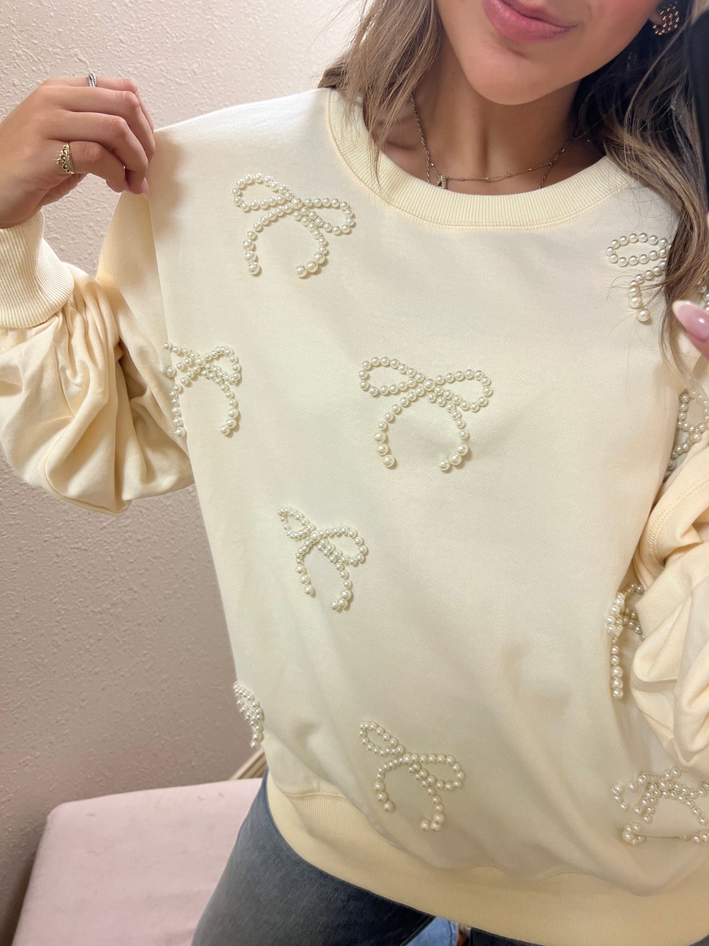 Pearl bow Sweatshirt