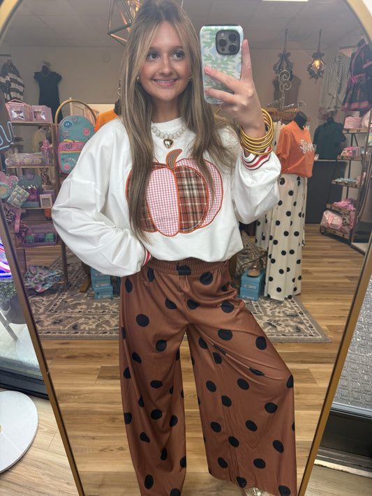 Black/Brown Polka Dot Wide-Leg Pants