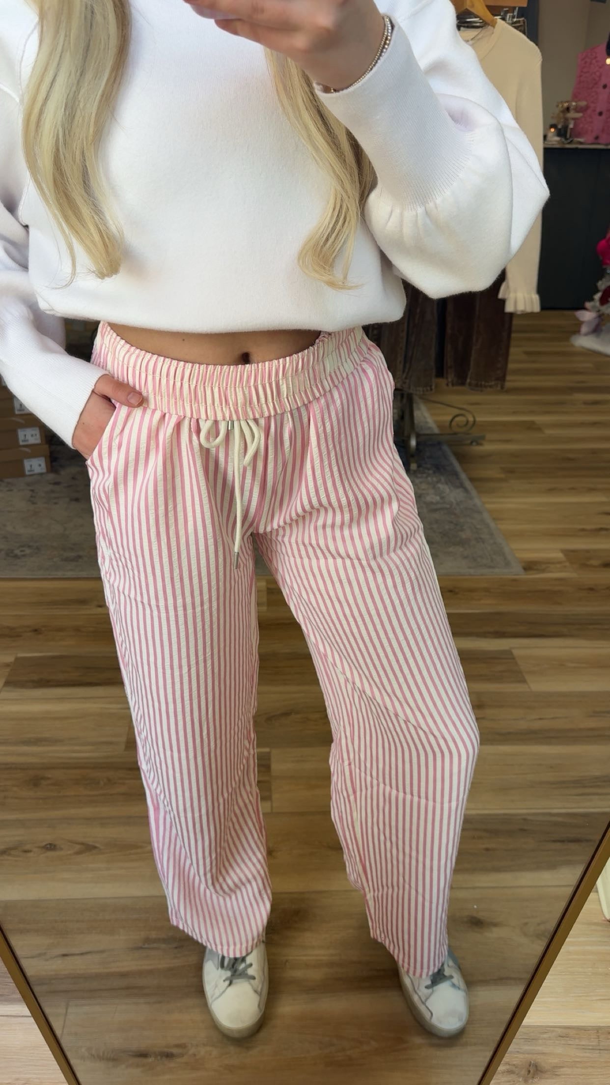Pink/White Stripe Linen Pants