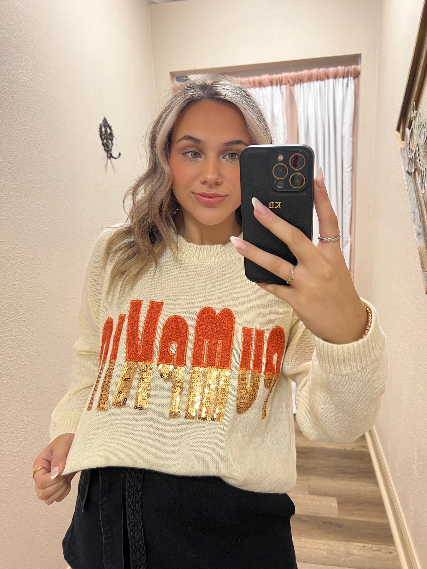 Pumpkin Sequin Sweater