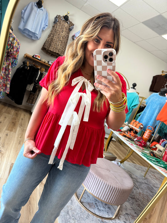 Red/White Bow Top