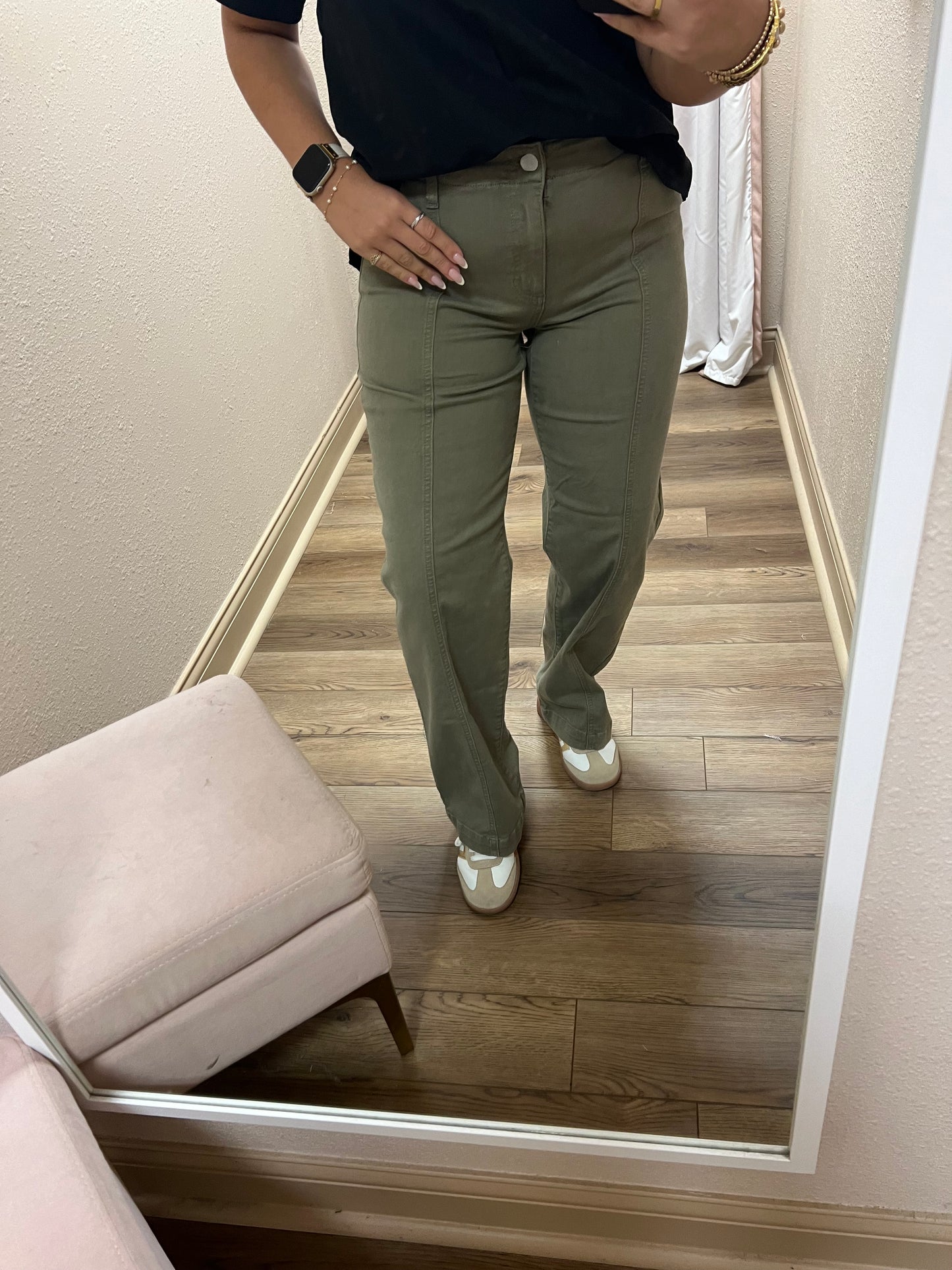 Army Green Straight Leg Jeans