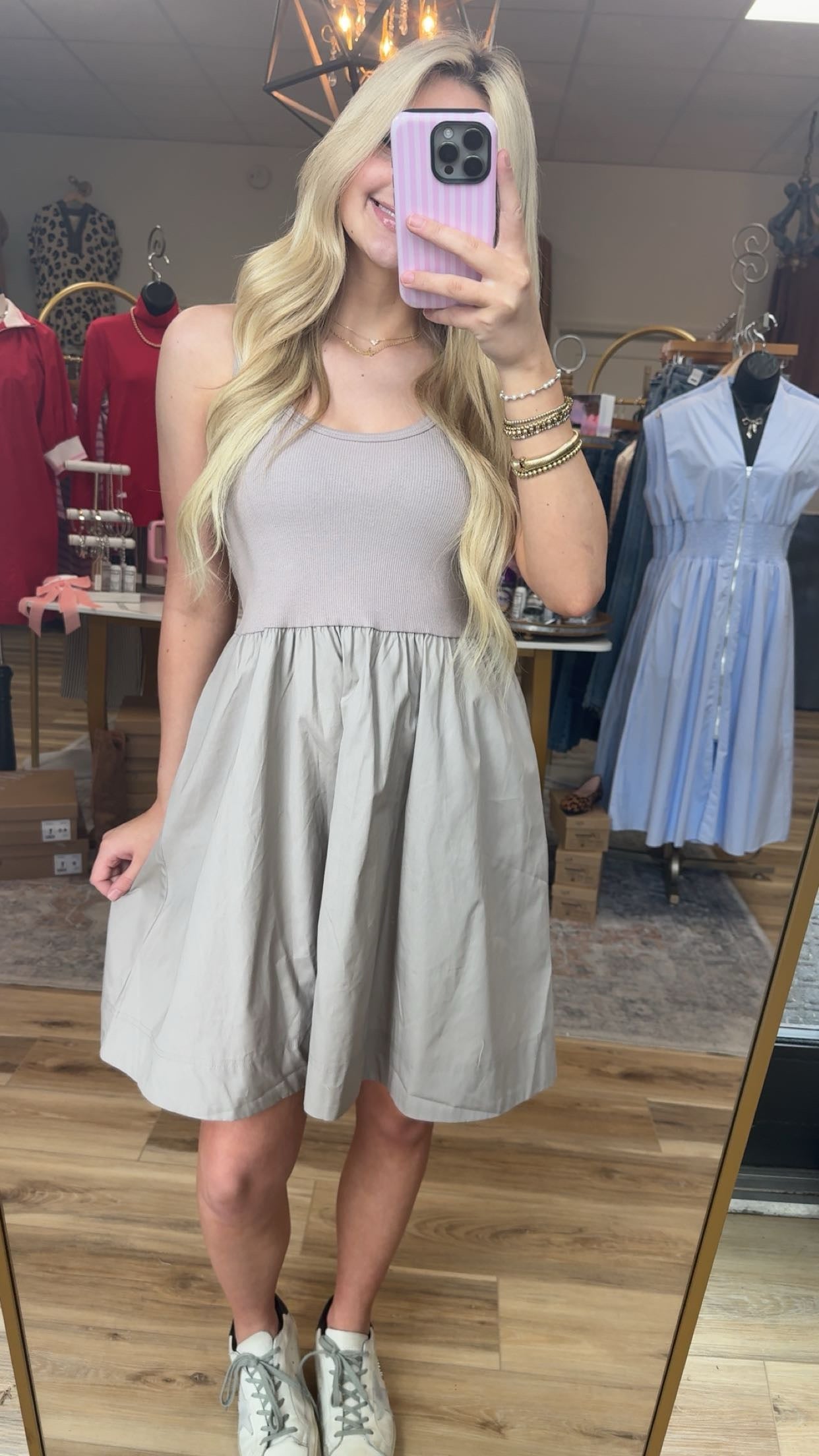 Spring beige midi dress