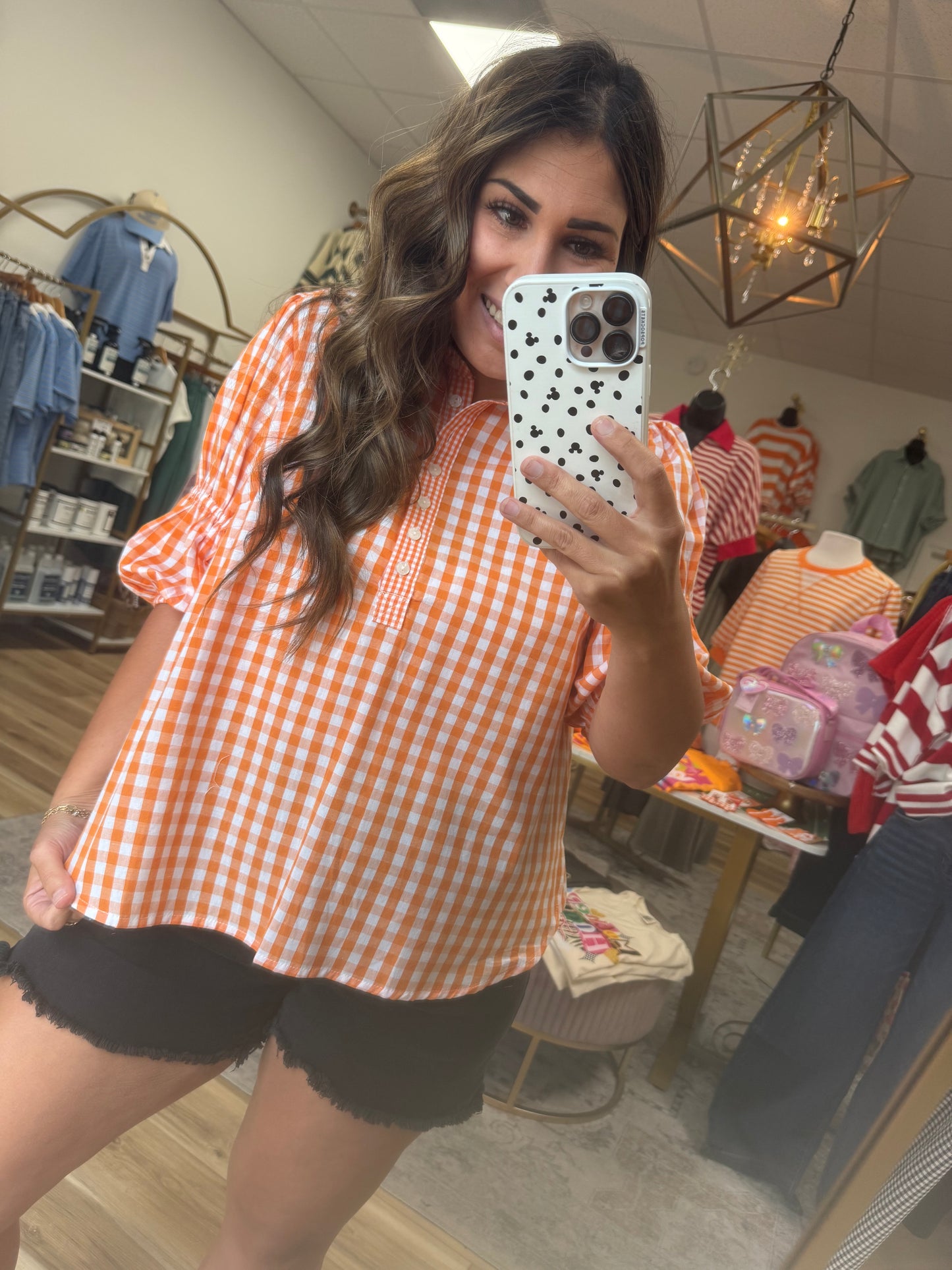 Orange Plaid Top