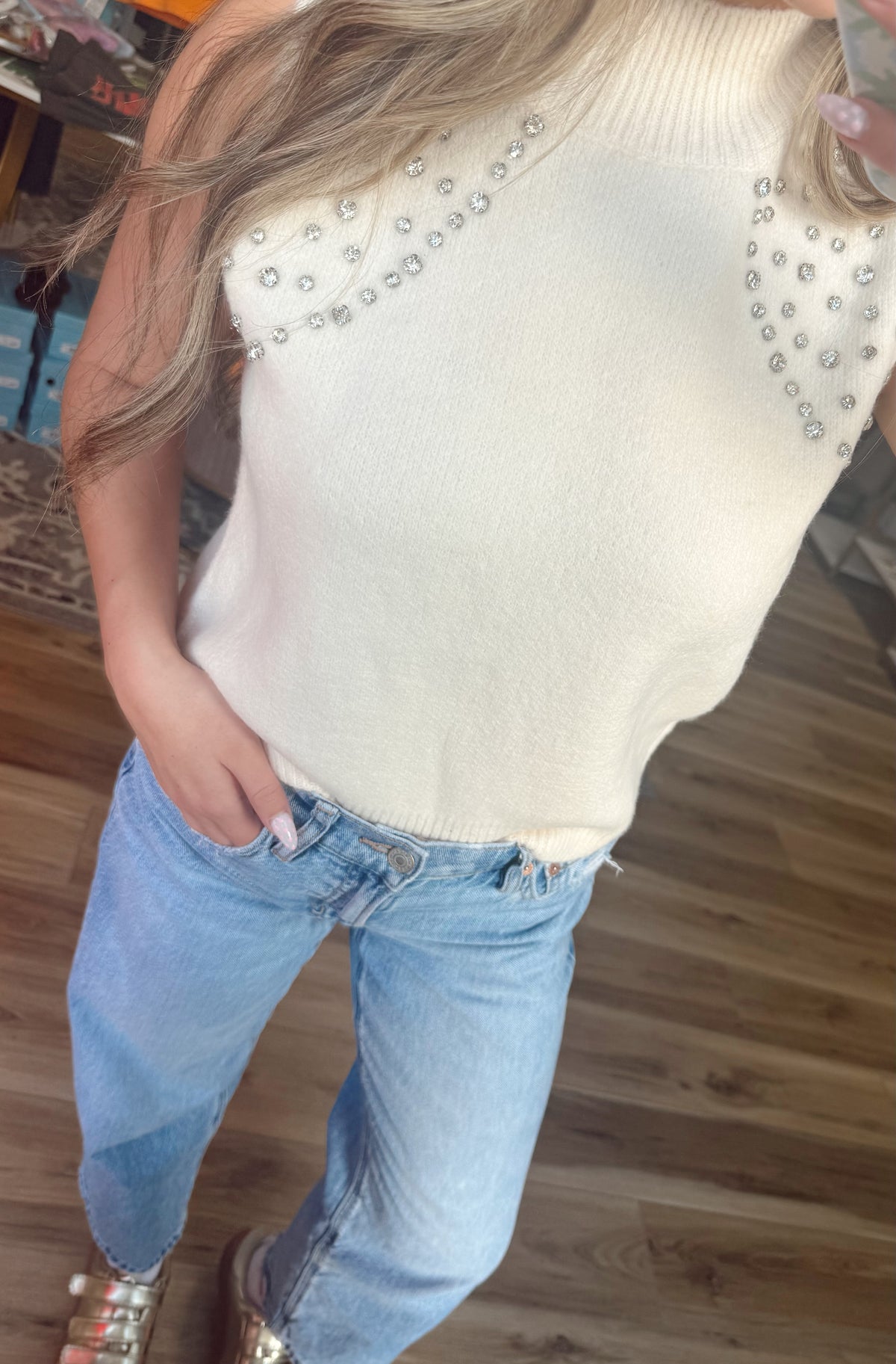 Cream Turtle Neck Sweater Top