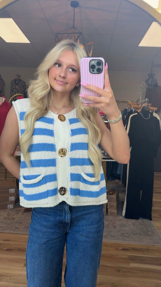 Blue Spring Stripe Vest