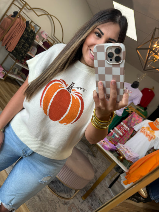 Pumpkin Short Sleeve Sweater