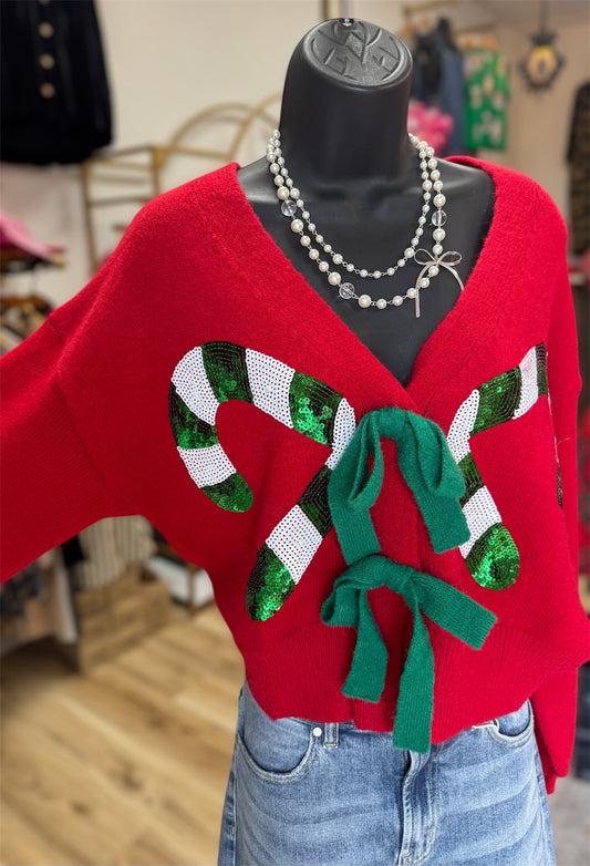 Candy Cane Cutie Tie Sweater