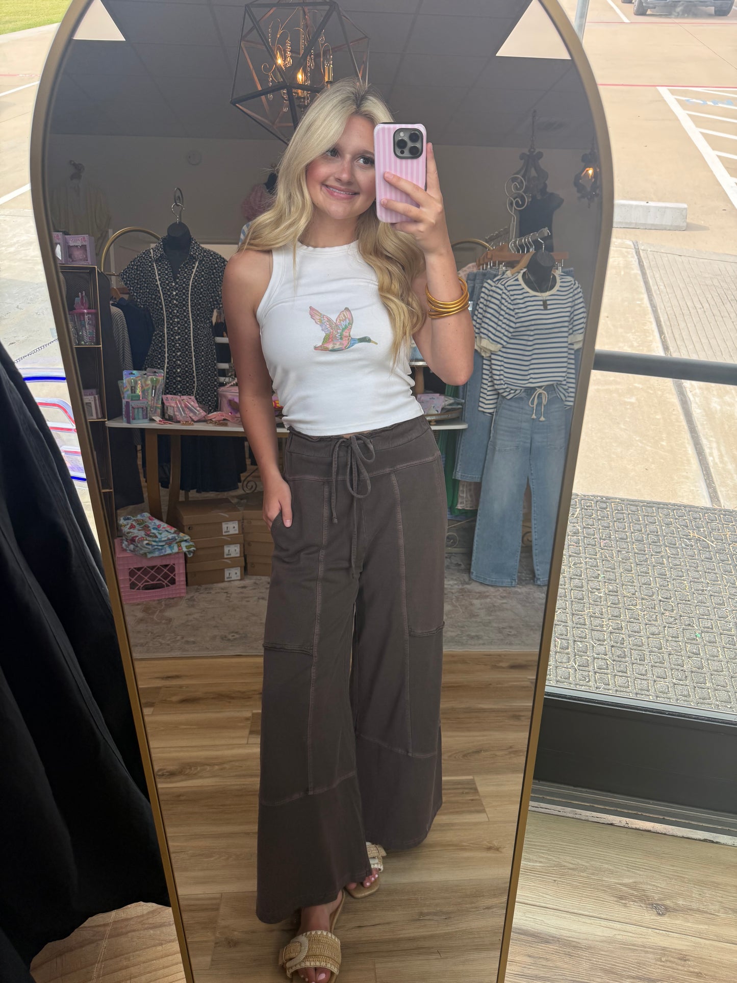 Brown Wide-leg Cargo Sweatpants