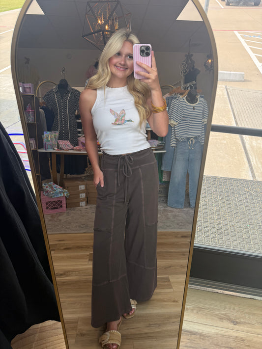 Brown Wide-leg Cargo Sweatpants