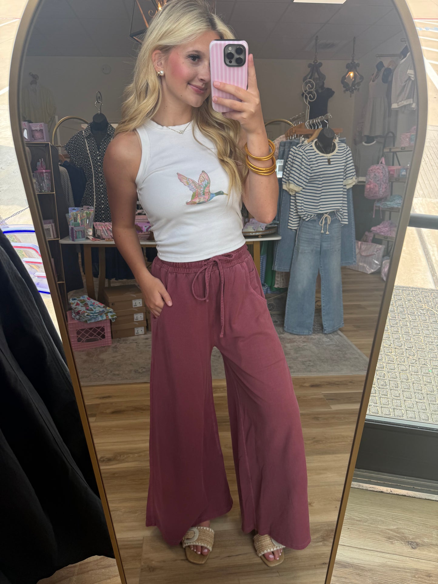 Maroon Wide-leg Sweatpant