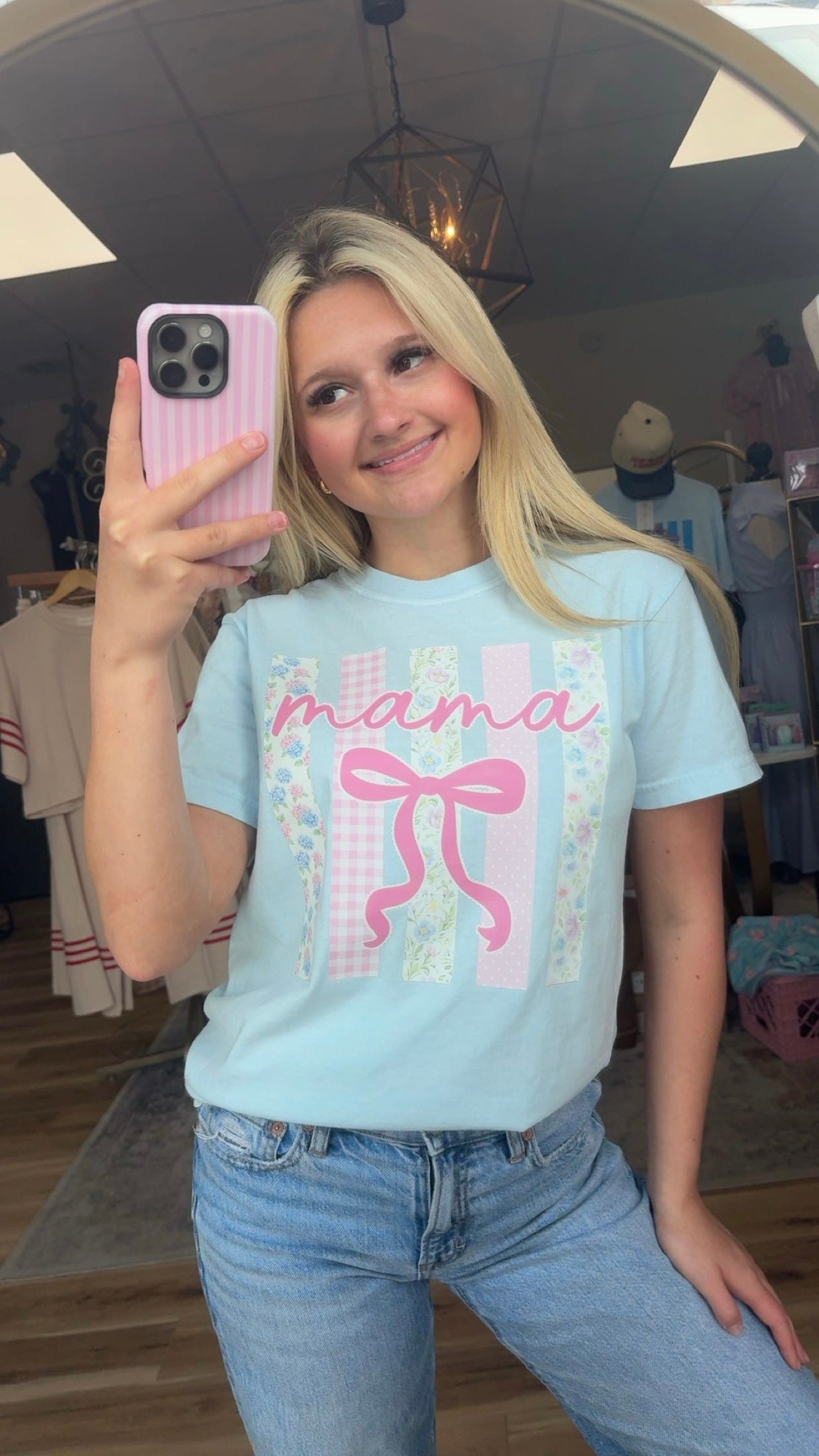 Mama Stripes/Floral Tee