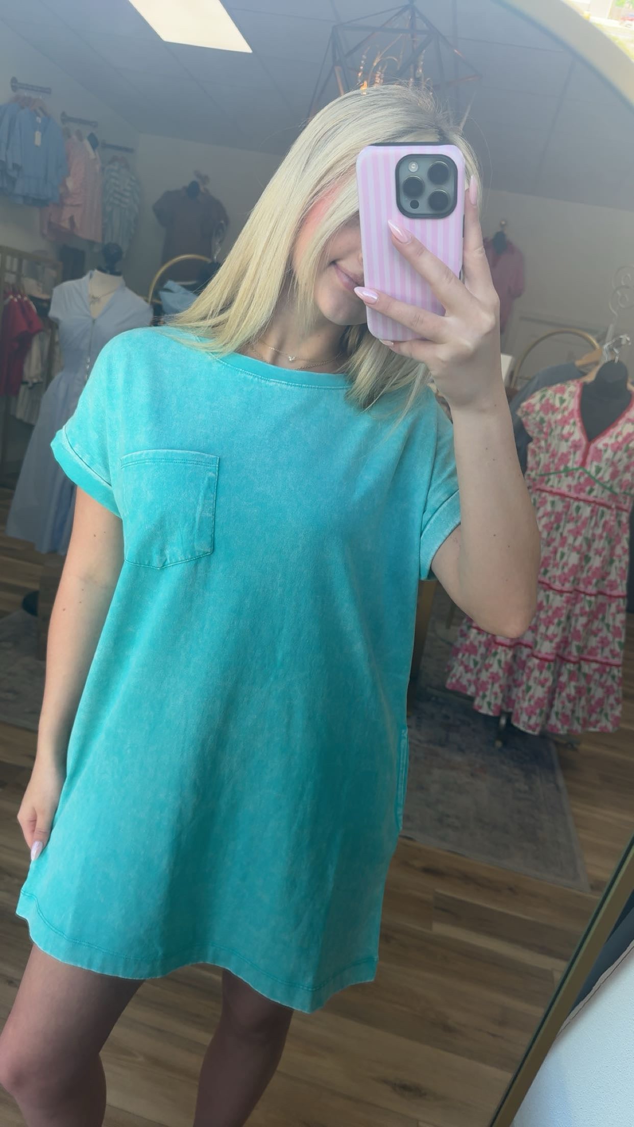Teal t-shirt dress