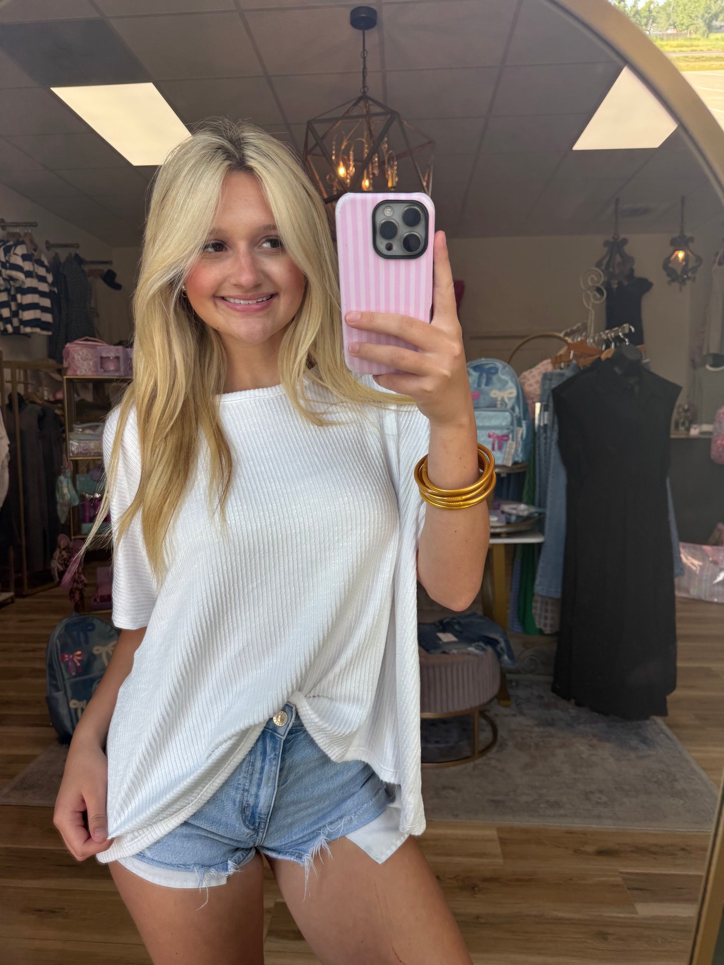 White Soft Ribbed Tee