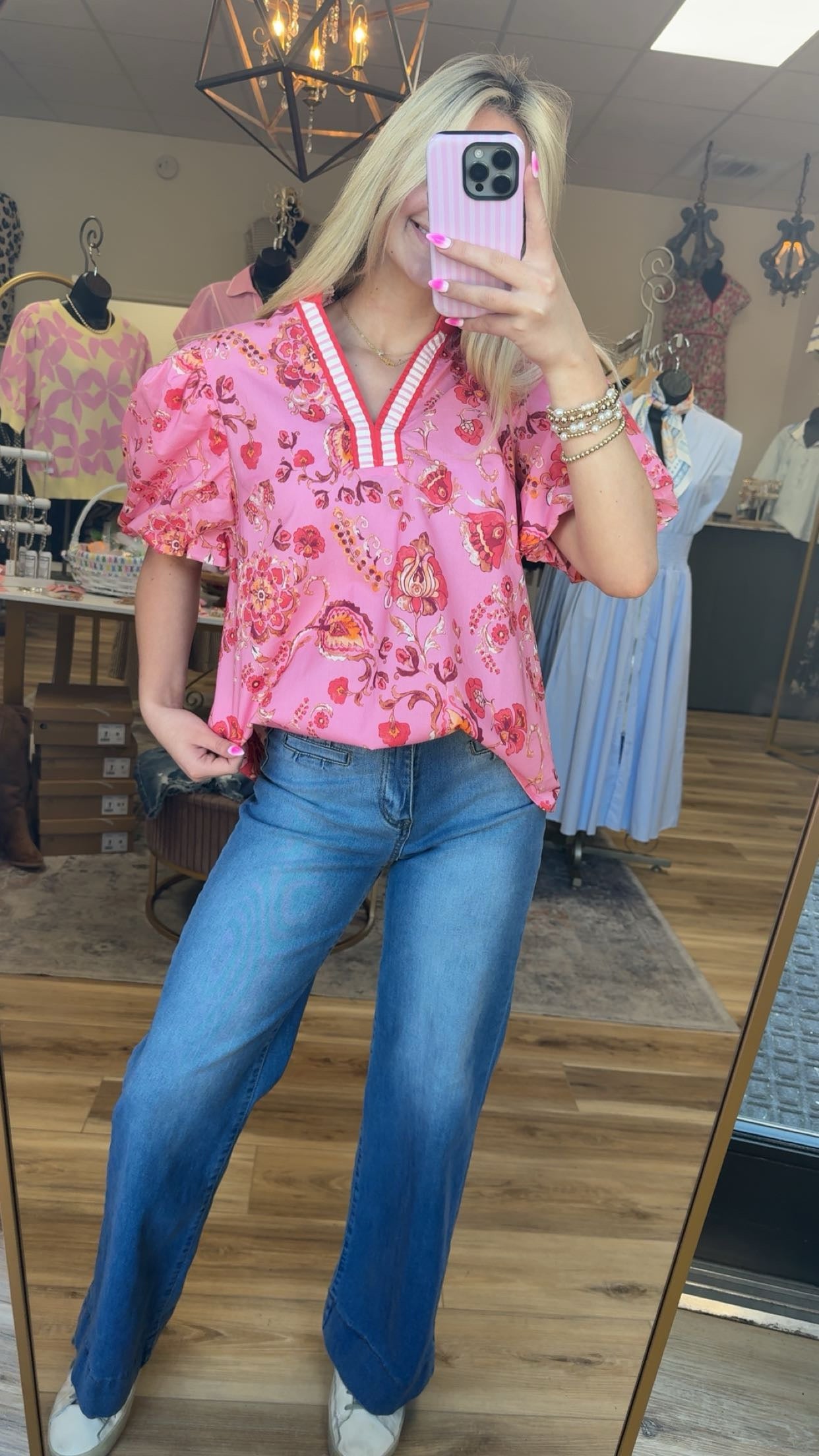 Poppy Pink Ruffled Top