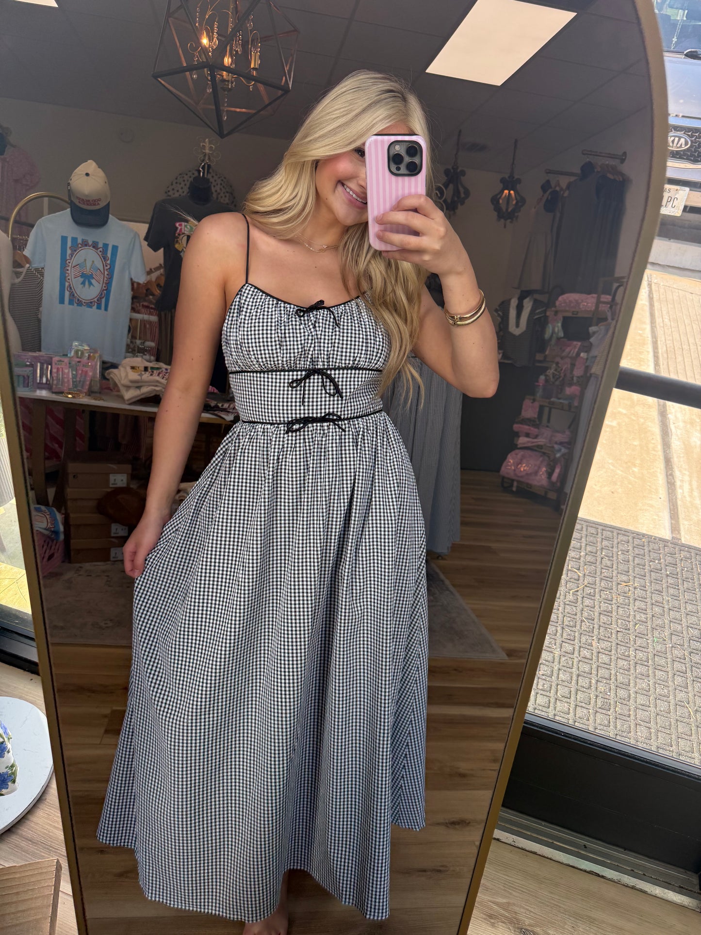 Black/White Striped Bow Maxi