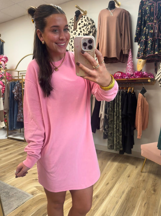 Pink Sweatshirt Dress