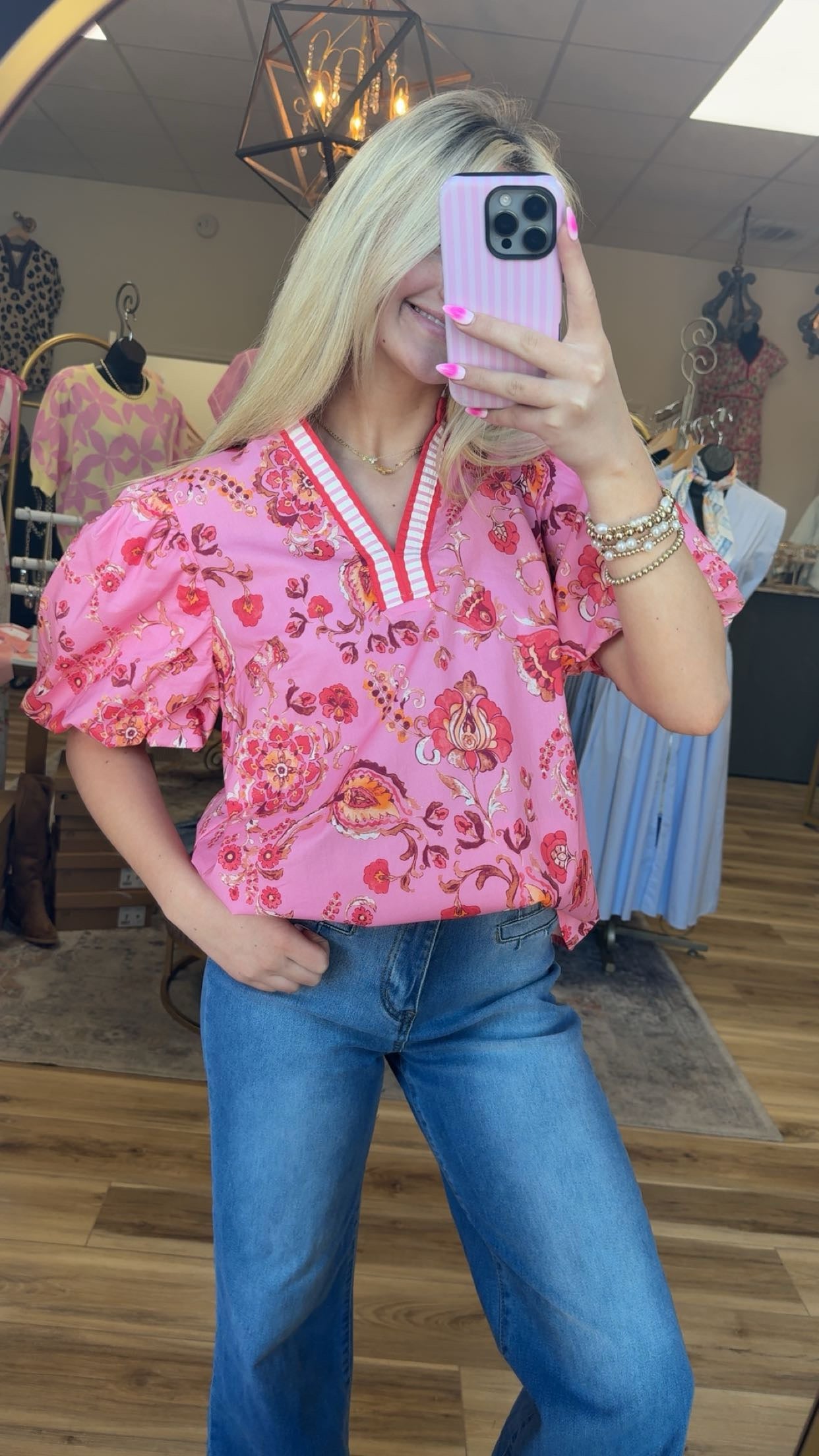 Poppy Pink Ruffled Top