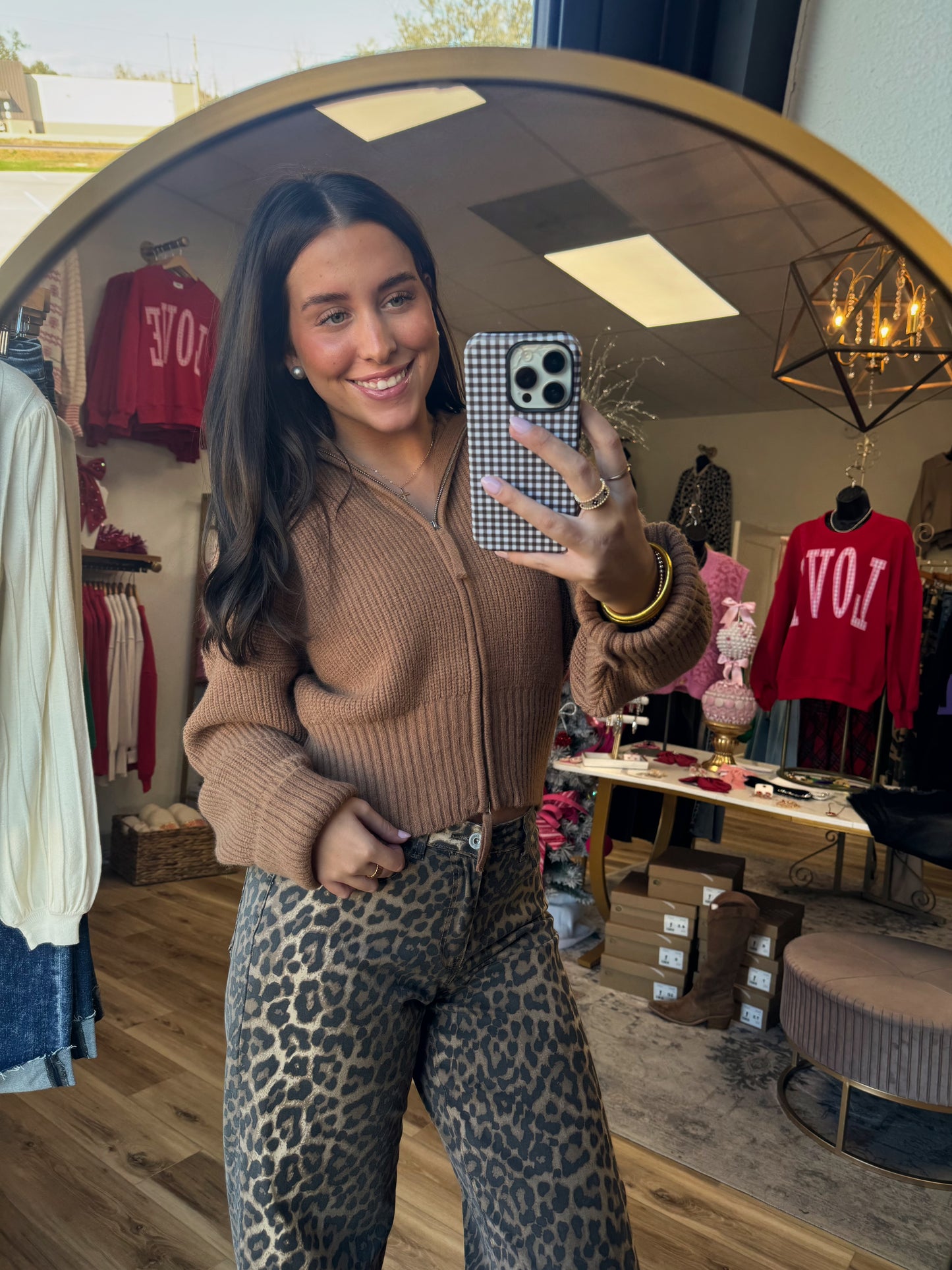 Two Way Zipper Sweater (brown)