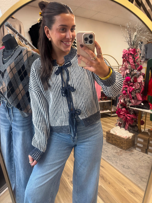 The Stripes + Tie Sweater